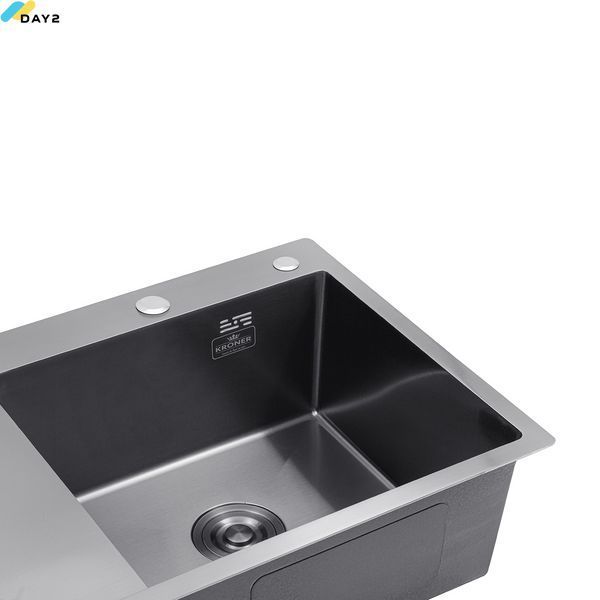 Кухонна мийка Kroner KRP Schwarze - 7849RHM PVD (3.0/1.0 мм) CV025279 фото