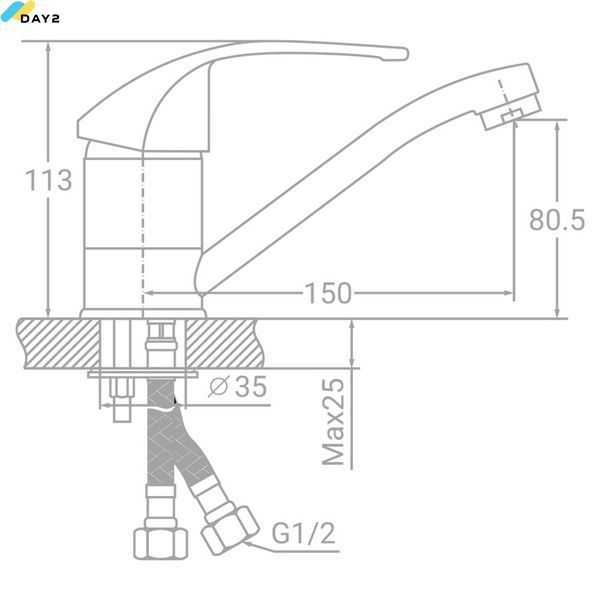 Змішувач SD &Oslash;40 для кухні гусак прямий 150мм на шпильці TAU SD-2B143C (9804120) 9804120 фото